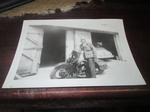 Photo Man on Harley 40-46 Knucklehead OEM Motorcycle