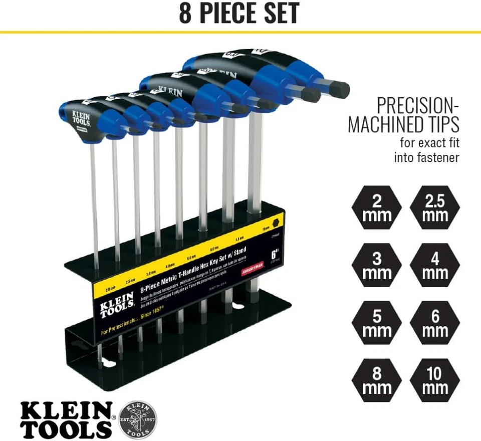 8-Piece T-Handle Hex Key Set, Metric Sizes Allen Wrench Set with 6-Inch Blades - Image 3 of 4