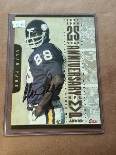Minnesota Vikings ALAN PAGE Foundation 5x7 auto autograph signed 25th Anniv MVP