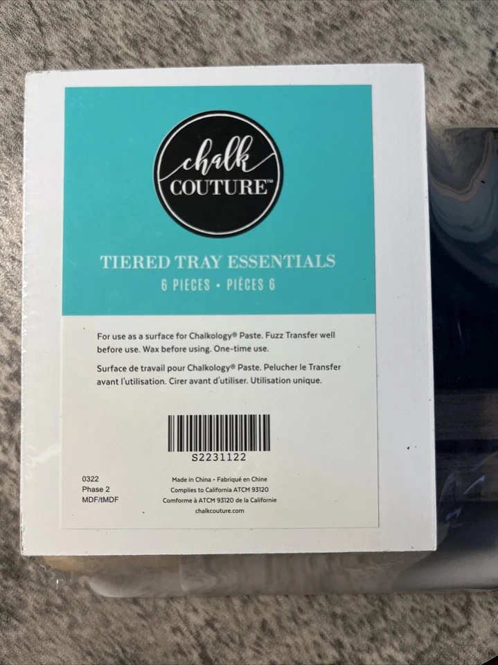 Nuevo CHALK COUTURE 6 Piezas Bandeja en Niveles Esenciales Madera Superficie Artesanal Decoración Foto 2 de 3