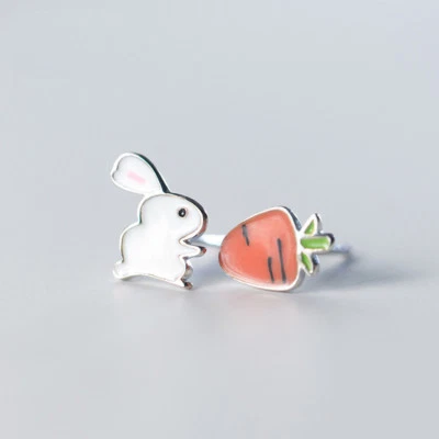 Ohrstecker Hase & Karotte Ostern Silber 925 Damen Kinder Ohrringe Bunt - Bild 1 von 4