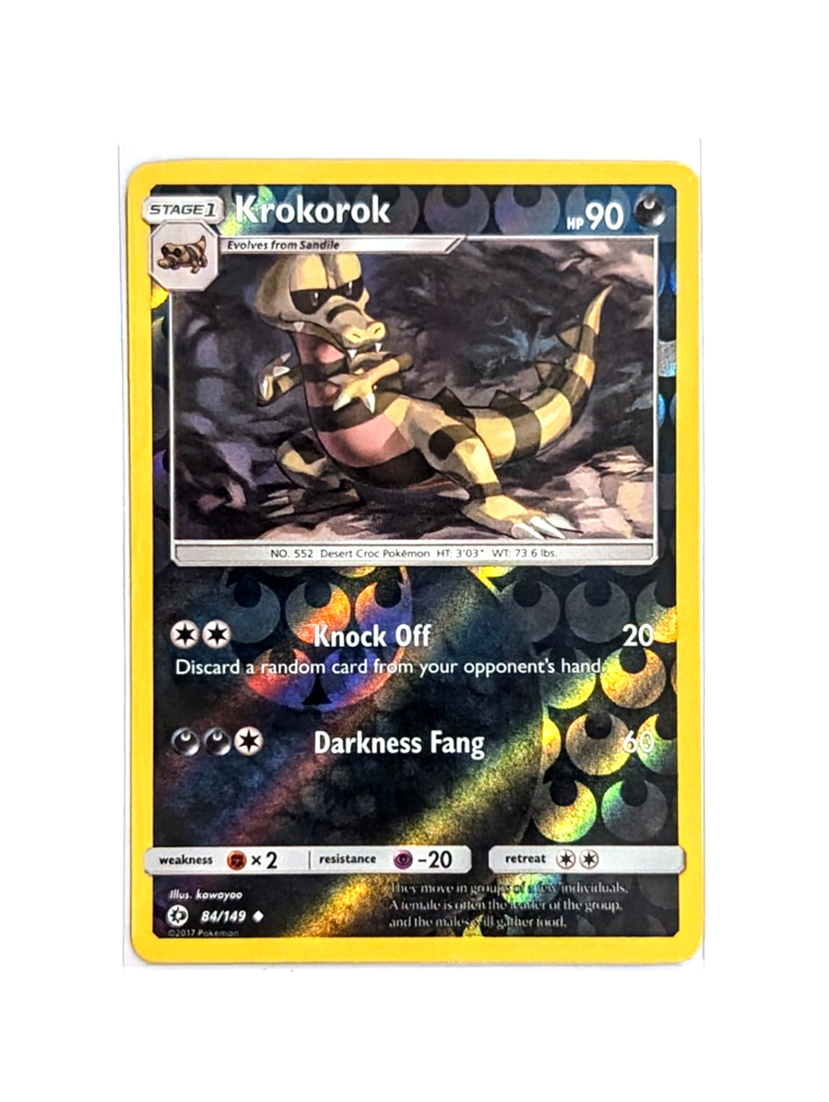 Krokorok 84/149 Uncommon Reverse Holo Sun and Moon Base Set POKEMON TCG EN NM/M