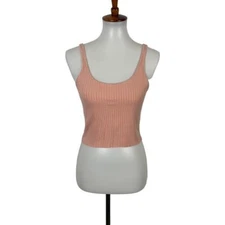 Calé Ribbed Knit Crop Tank Top Blush Pink Minimalist Aesthetic M Made In Canada