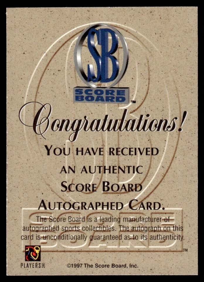 1997 SCORE COLLECTION AUTO BRAD OTTON - Image 2 of 2