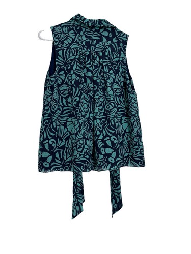 Tanya Taylor Silk Garden Green Blue Floral Sleeveless Blouse Sz 2 - Picture 3 of 6