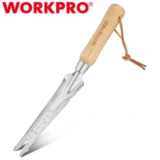 WORKPRO 5-in-1 Hand Weeder Puller Stainless Steel Garden Trowel w/ Wooden Handle