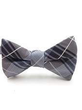  100 Alfani Mens Check Blue Gray White Wedding Bow Tie Classic Adjustable Bowtie