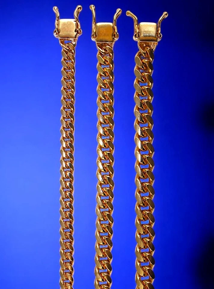 Collar Brazalete Cadena Oro 2mm-6mm 7"-30" Oro Rosa 14K SÓLIDO Miami Cubano