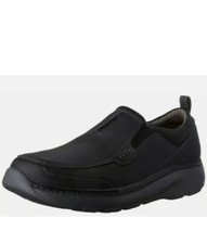 Image of CLARKS Charton Step Men’s Black Leather Loafers Slip on Shoes UK 6.5 H EU 40