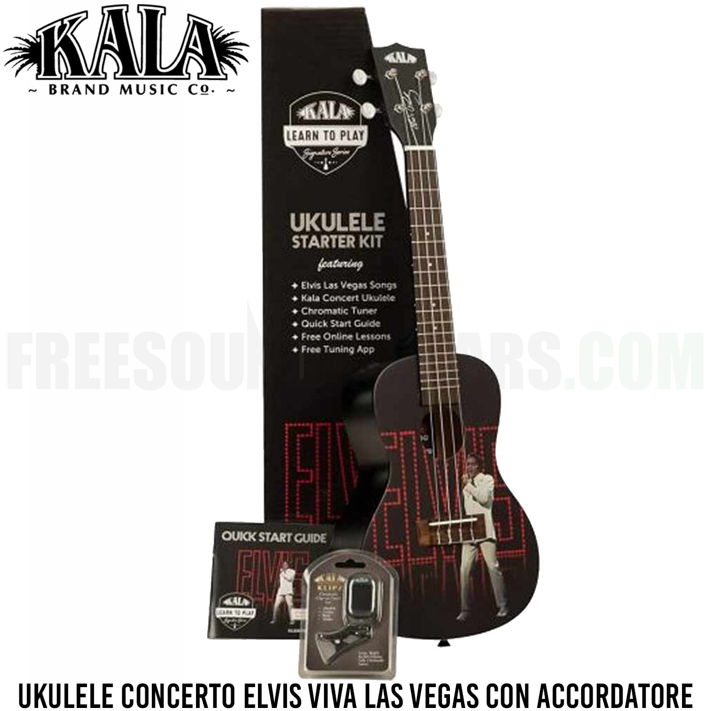 Kala LTP-C-ELV Ukulele Concerto Elvis Viva Las Vegas con Accordatore