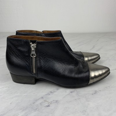 black booties with silver toe