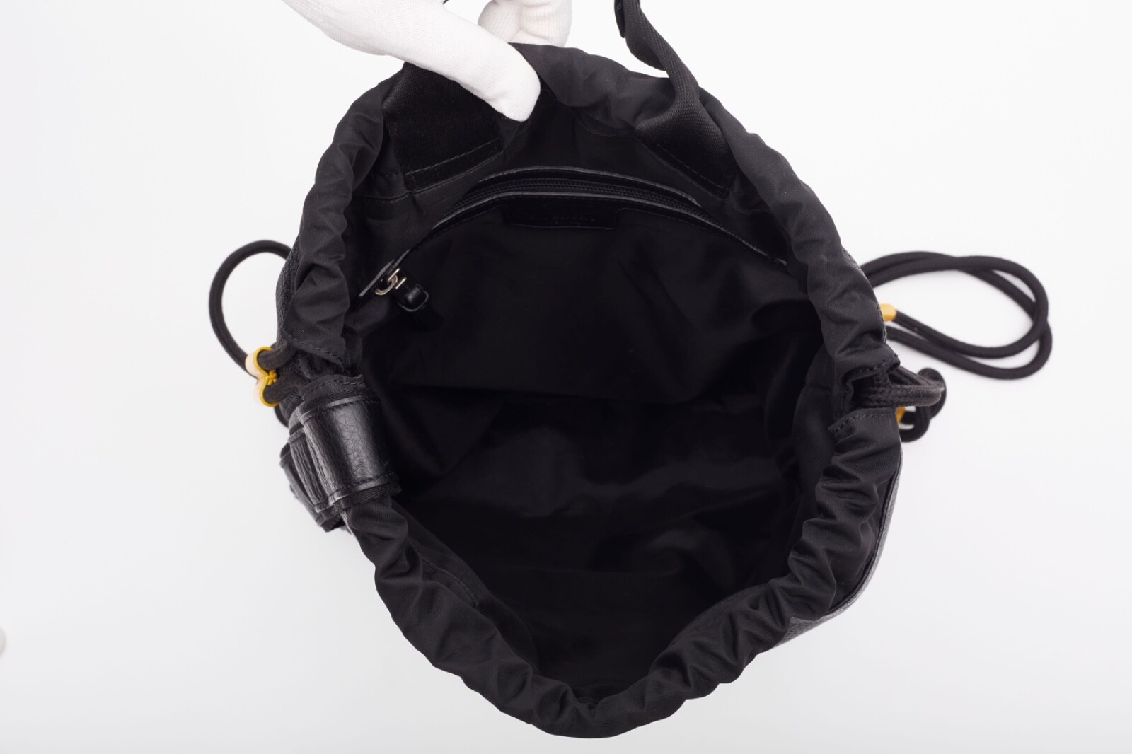 GIVENCHY BLACK LEATHER LOGO DRAWSTRING BACKPACK B… - image 9