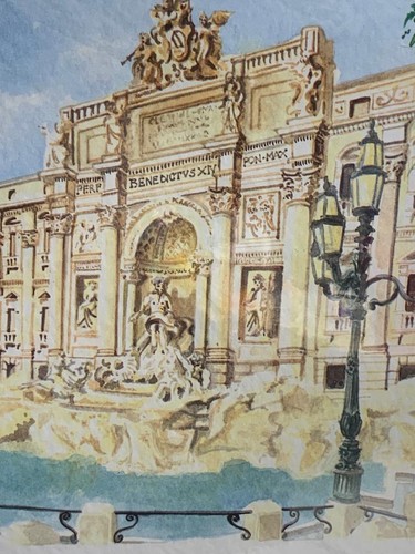 Roma Fontana di Trevi Color Art Estampado - Biru's Art-12"" x 9,5"" - Artist Magi - Imagen 8 de 11