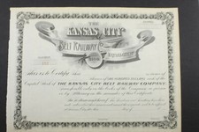 Kansas City MO Belt Railway $100 Stock Shares BLANK 1890s Certificate #151 L971A