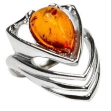 5.4g Authentic Baltic Amber 925 Sterling Silver Ring Jewelry N-A7409 s.6