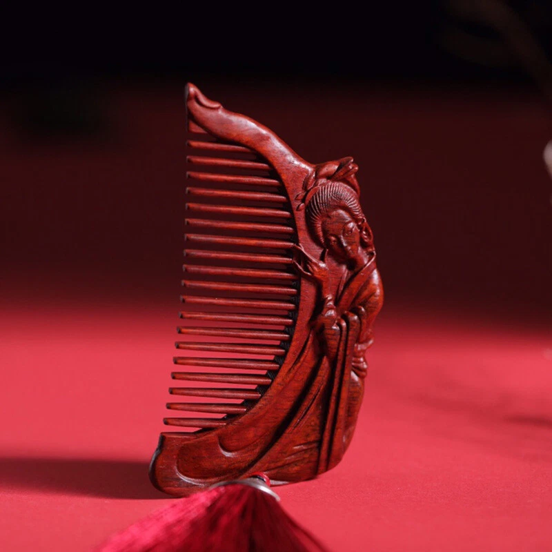 Handmade Red Sandalwood Carving Comb Creative Wooden Prop Decoration Accessories - Image 2 of 4