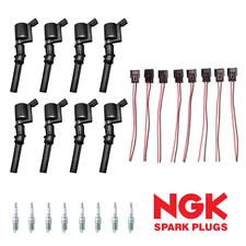 8 Ignition Coil & NGK Platinum Spark Plug &Connector for 00-02 Ford F-150