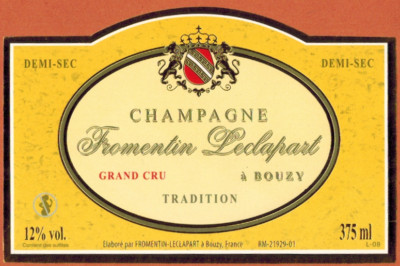 Semi-dry champagne label''Grand cru (375ml)/Leclapart.Bouzy (51)R.328