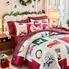 Christmas Bed in a Bag Comforter Set Holiday Style - CAking-7pieces Snowman-car