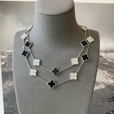 Flower Black necklace 925 silver white gold plated 20 motifs Flower necklace