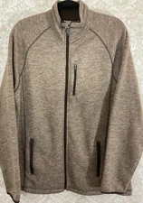 SWISS TECH Men’s Jacket Medium 38/40 Brown Marled Full Zip Pockets Long Slvs