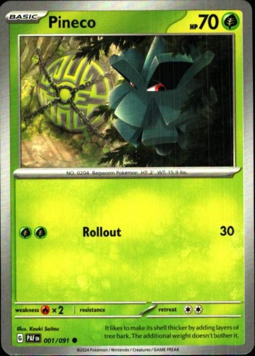 Pineco 001/091 C Paldean Fates Pokemon LP