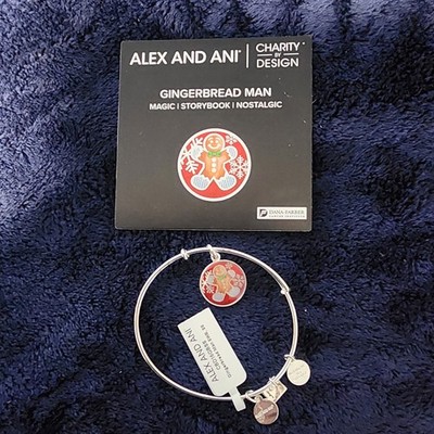Alex and Ani Gold Gingerbread Man Cookie Bracelet Christmas Bangle