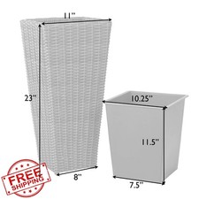 Balkene Home 2pk Alto Mocha Wicker Planter Tall Patio Garden