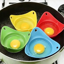 4 x Silicone Egg Poacher Cup Poaching Eggs Pod Mould Pan Poach Cooking Microwave