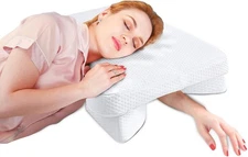 SAHEYER Side Sleeper Pillow with Arm Hole, Ergonomic Memory Standard, White 
