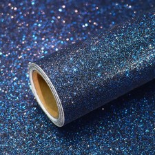 VEELIKE Sparkle Black Blue Glitter Wallpaper Stick and Peel Removable Navy Glitt