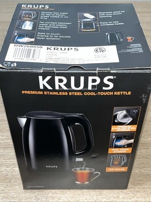 Krups 10-Cup 1.5 L Premium Cool Touch Kettle with Heat Protection Black NIB