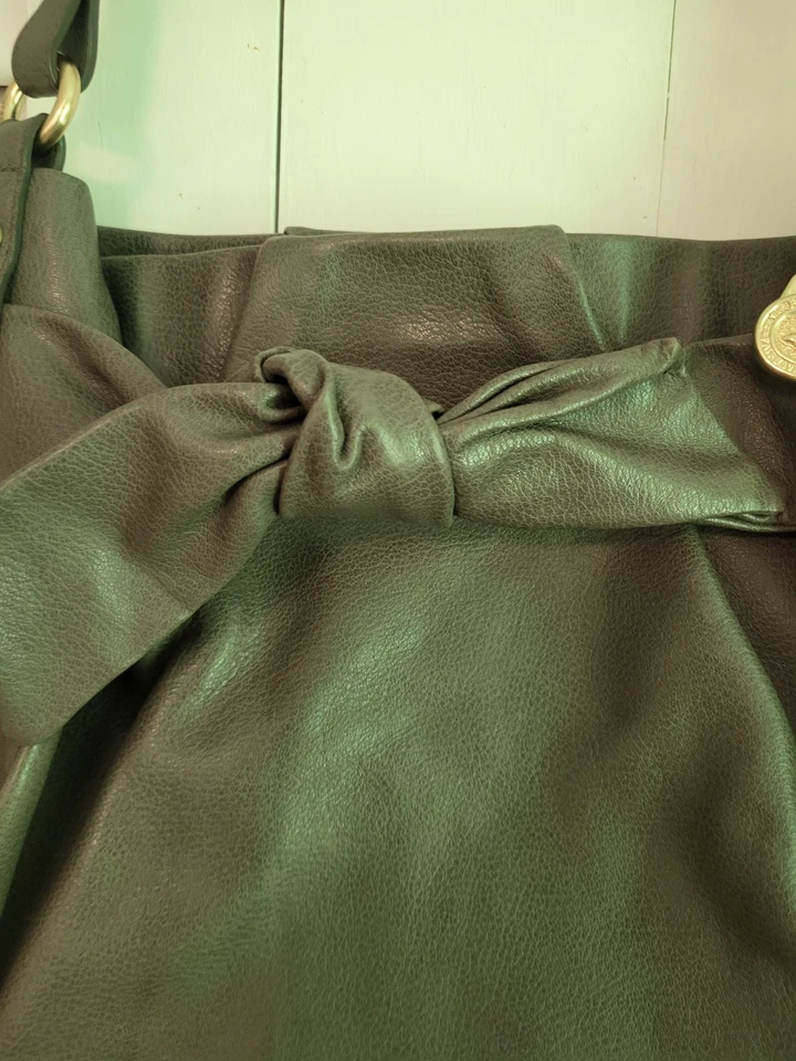 Bolso de hombro vintage de cuero gris brahmán con detalle de nudo RARO Foto 2 de 4