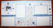 Snow scrapbook pages 2 each 12 x 12 handmade assembled premade winter pages