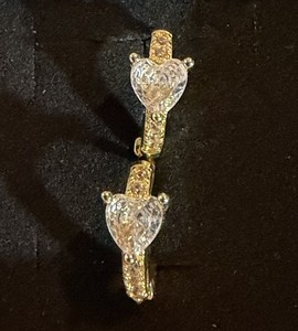 Authentic Boutique CZ Gold Plated Heart Small Hoops