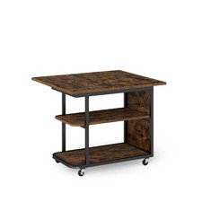 Sofa Side Table, Mobile Night Stand with Foldable Swivel Top, 2-Tier Shelf