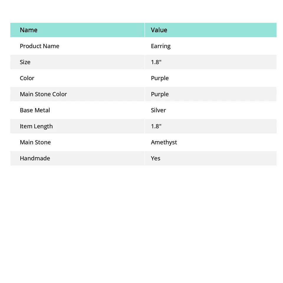 Amethyst Gemstone 925 Sterling Silver Earring 1.8" g145 - Image 4 of 4