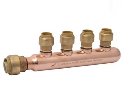3/4'' Sharkbite 25555LF Closed Copper Manifold w/ 1/2'' Sharkbite (4 Outlets)