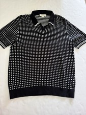 Frederik Anderson Copenhagen Mens L Cotton Blend Sweater Short Sleeve Navy Blue
