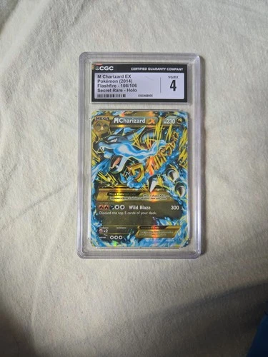 Pokémon M Charizard EX Ultra Rare Secret Rare Flashfire Holo 108/106 CGC4