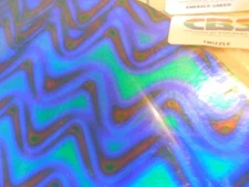 Dichroic Glass:CBS 90 COE Emerald Green TWIZZLE Pattern on Thin Black 3"Sq