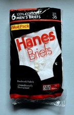 Vintage Hanes Briefs Men's Size 36 6 Pack White 1994 Underwear NIP Value Pack