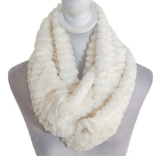Cejon Cream Faux Fur Infinity Scarf One Size NWT