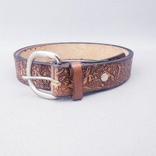 Vintage Brown Leather Belt Size 42"-46" Elk, Deer, Eagle Embossed Tooled