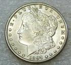 1897 S Morgan Silver Dollar AU Bright Frosty coin in saflip #D314