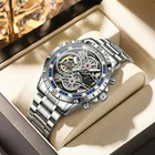 luxury Skeleton Dial Men's Automatic Mechanical Watch Alloy Self-winding Gift