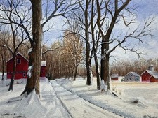 Snowy Winter Landscape. Original Watercolor Painting by Penna Artist David Young