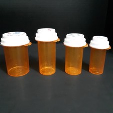 Empty Amber Prescription Rx Pill Bottles  60  Assorted Sizes Craft Geocaching