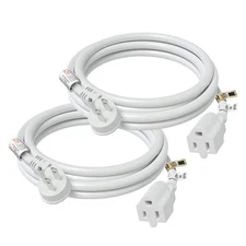 FIRMERST 1875W 15A Flat Plug Extension Cord 6 Feet 14 AWG White Pack of 2