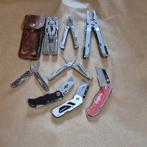 Schrade Gerber Winchester Husky Multi-Tool Lot Stainless Steel Pliers Knives